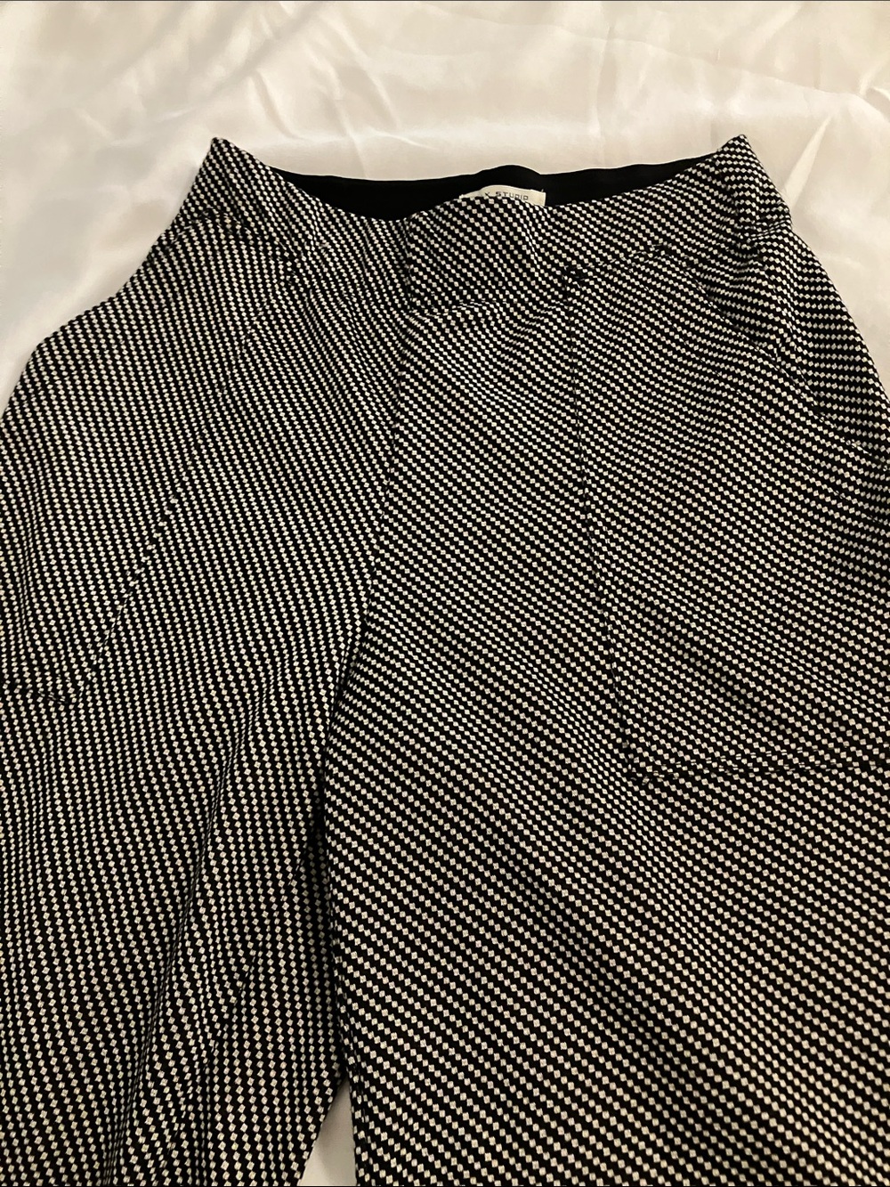Max Studio Black & White Micro-Stripe Boot-Cut Pants